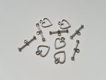 15mm silver plated heart toggle clasps 