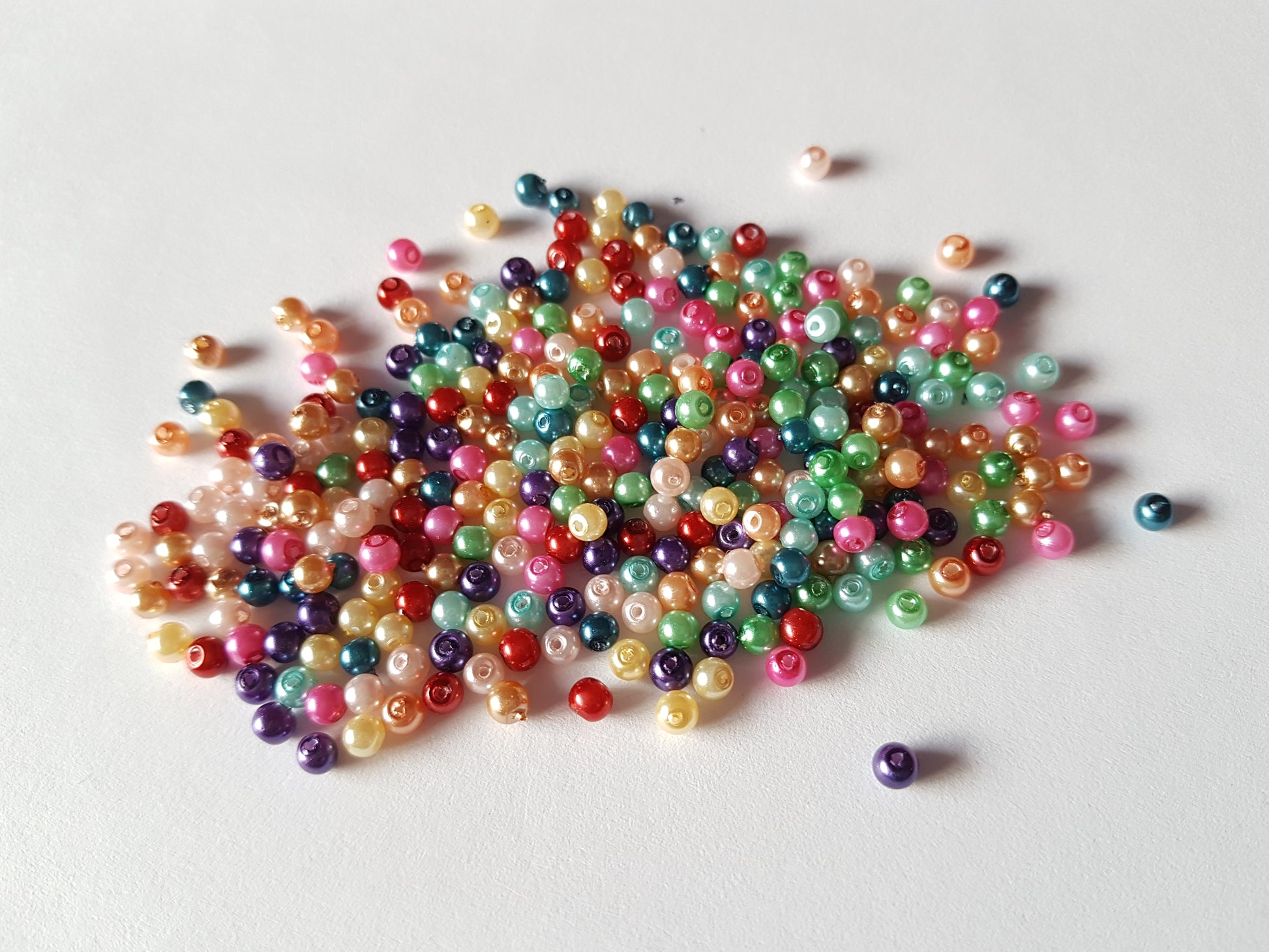 3mm glass pearl beads - mixed colour