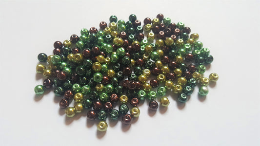 4mm glass pearl bead mix - chocolate mint