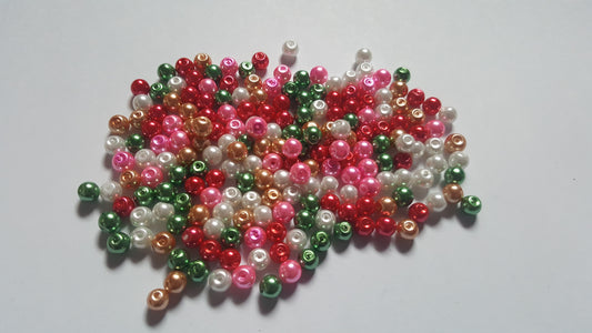 4mm glass pearl bead mix - christmas