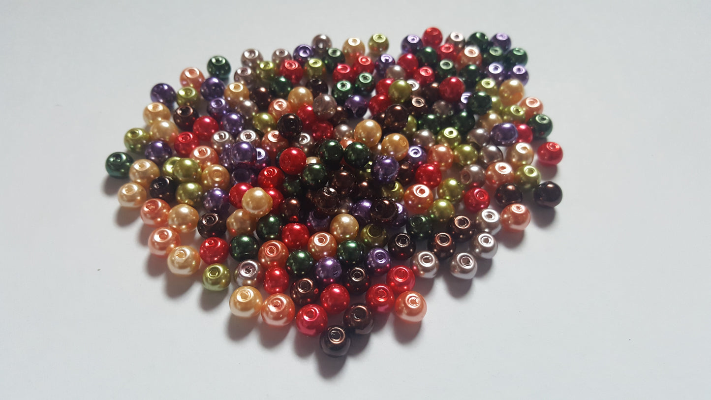 4mm glass pearl bead mix - fall