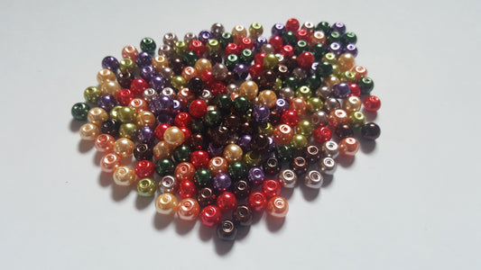 6mm glass pearl bead mix - fall