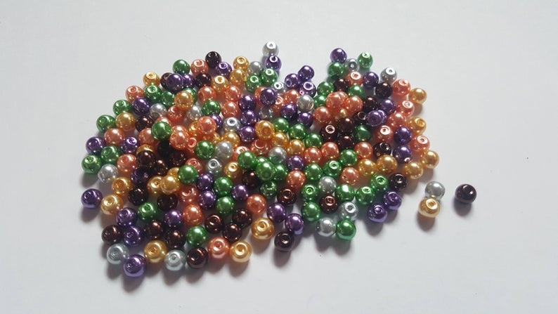 halloween glass pearl bead mix