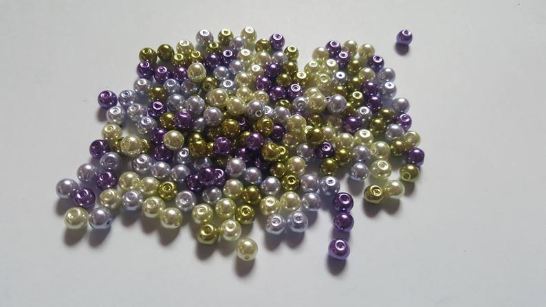 glass pearl bead mix - lavender garden