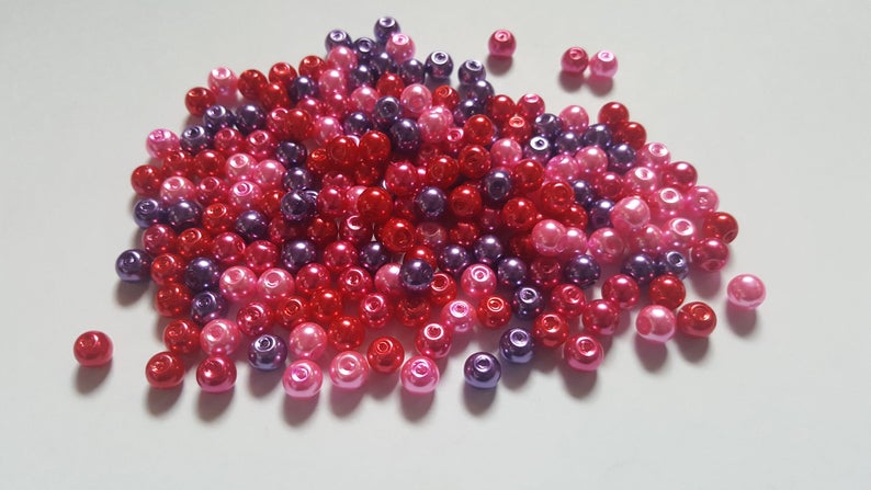 glass pearl bead mix - valentines