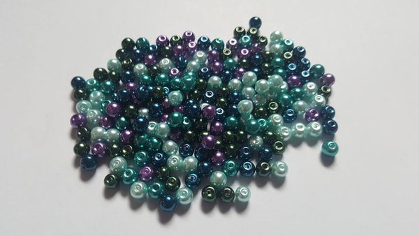 glass pearl bead mix - ocean