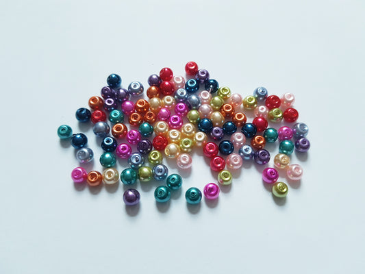 4mm glass pearl beads - mixed colour