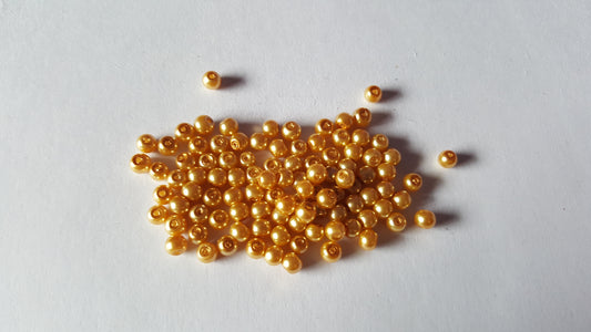 100 x 4mm Round Pearl Glass Beads | Jewellery Making Beads for Bracelets, Necklaces, Earrings & DIY Craft Projects