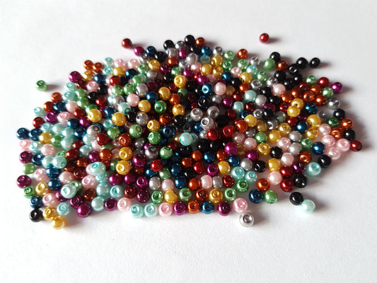 4mm glass pearl beads - mixed colour 