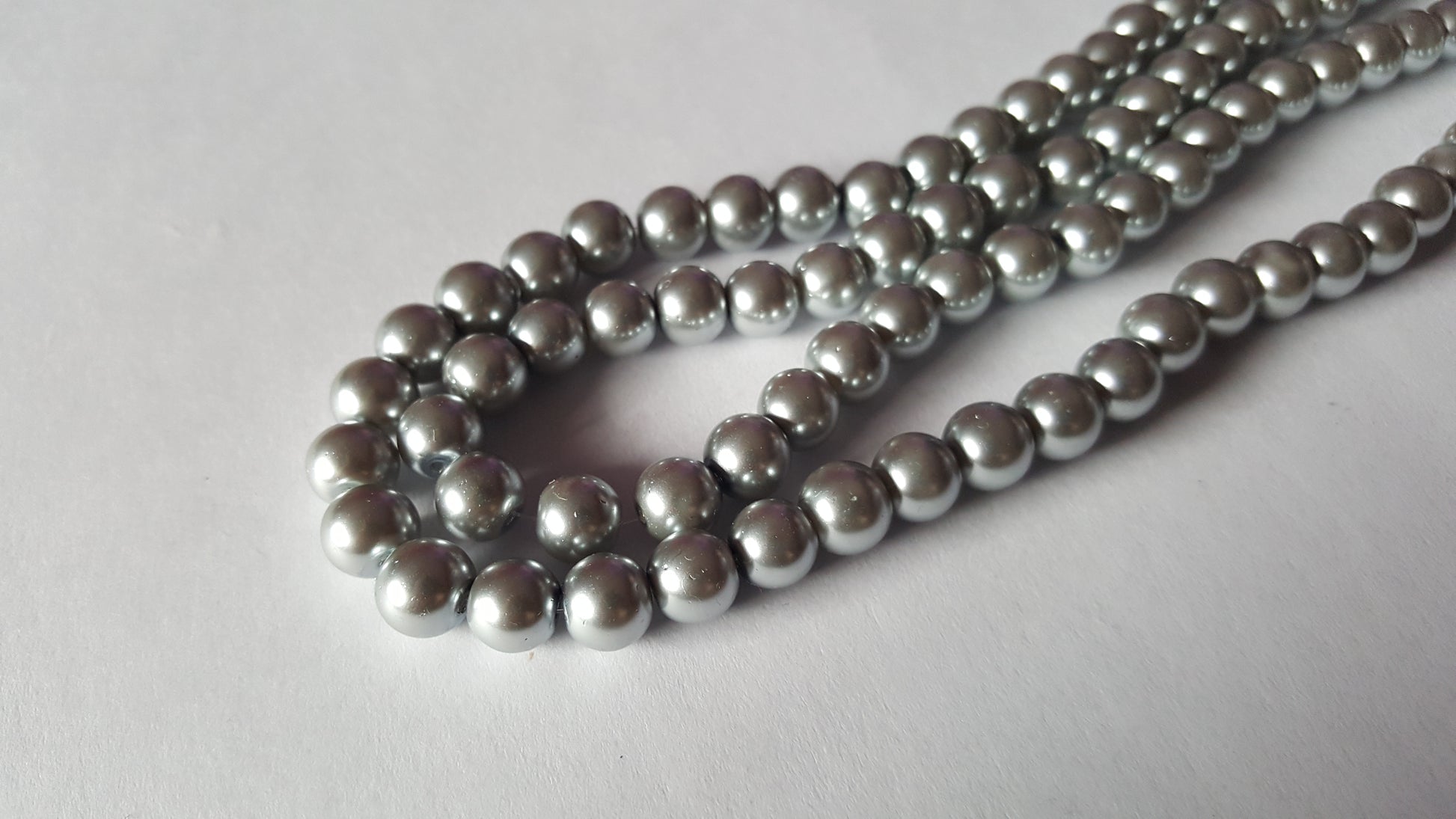 glass pearl beads - grey