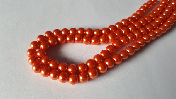 glass pearl beads - orange 