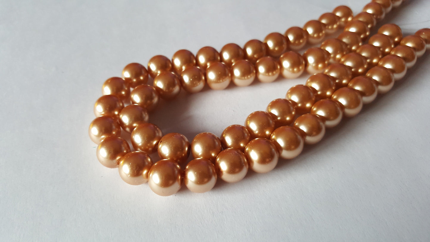 glass pearl beads - champagne