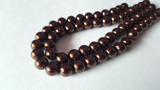 glass pearl beads - chocolate