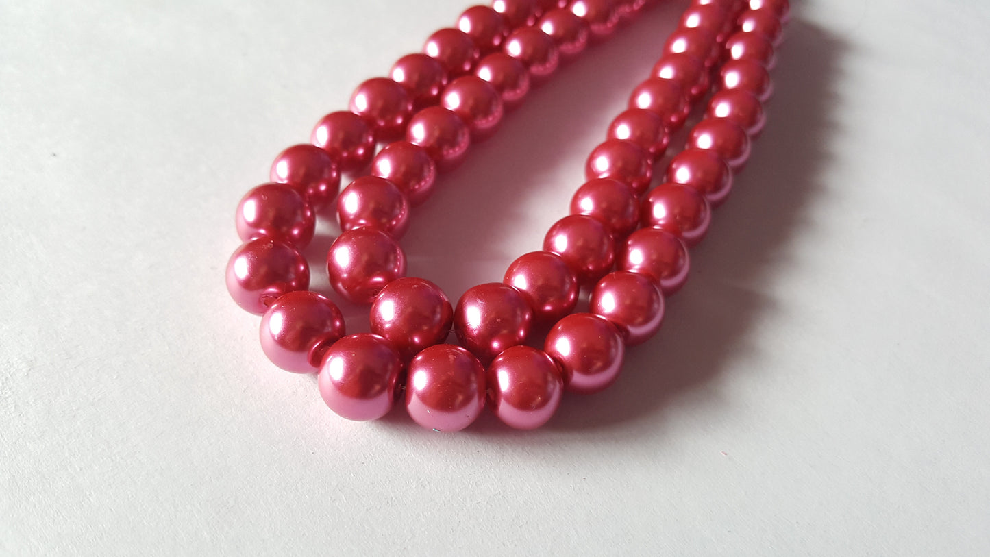 glass pearl beads - rose