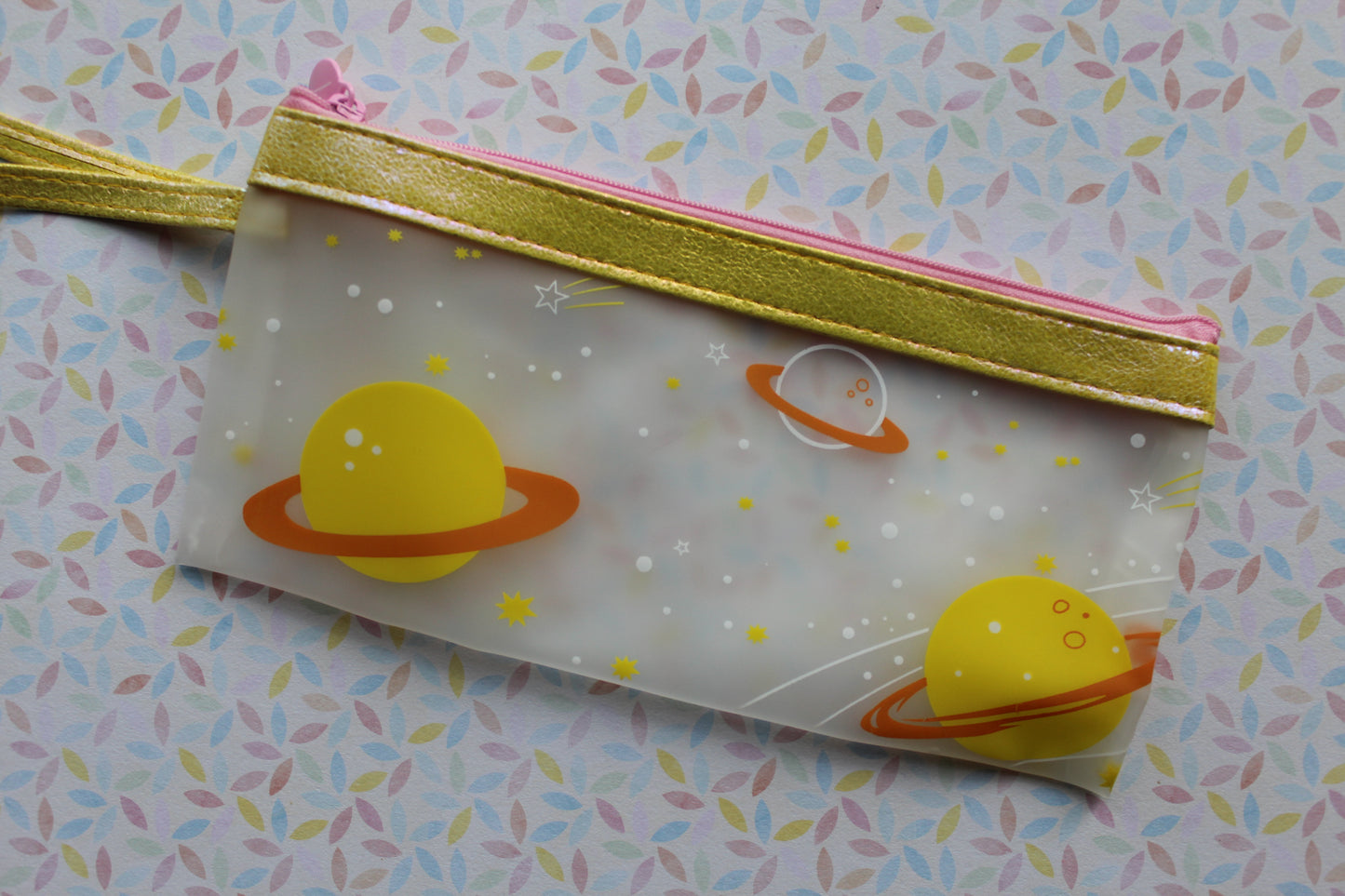 sparkly galaxy pencil case - yellow 