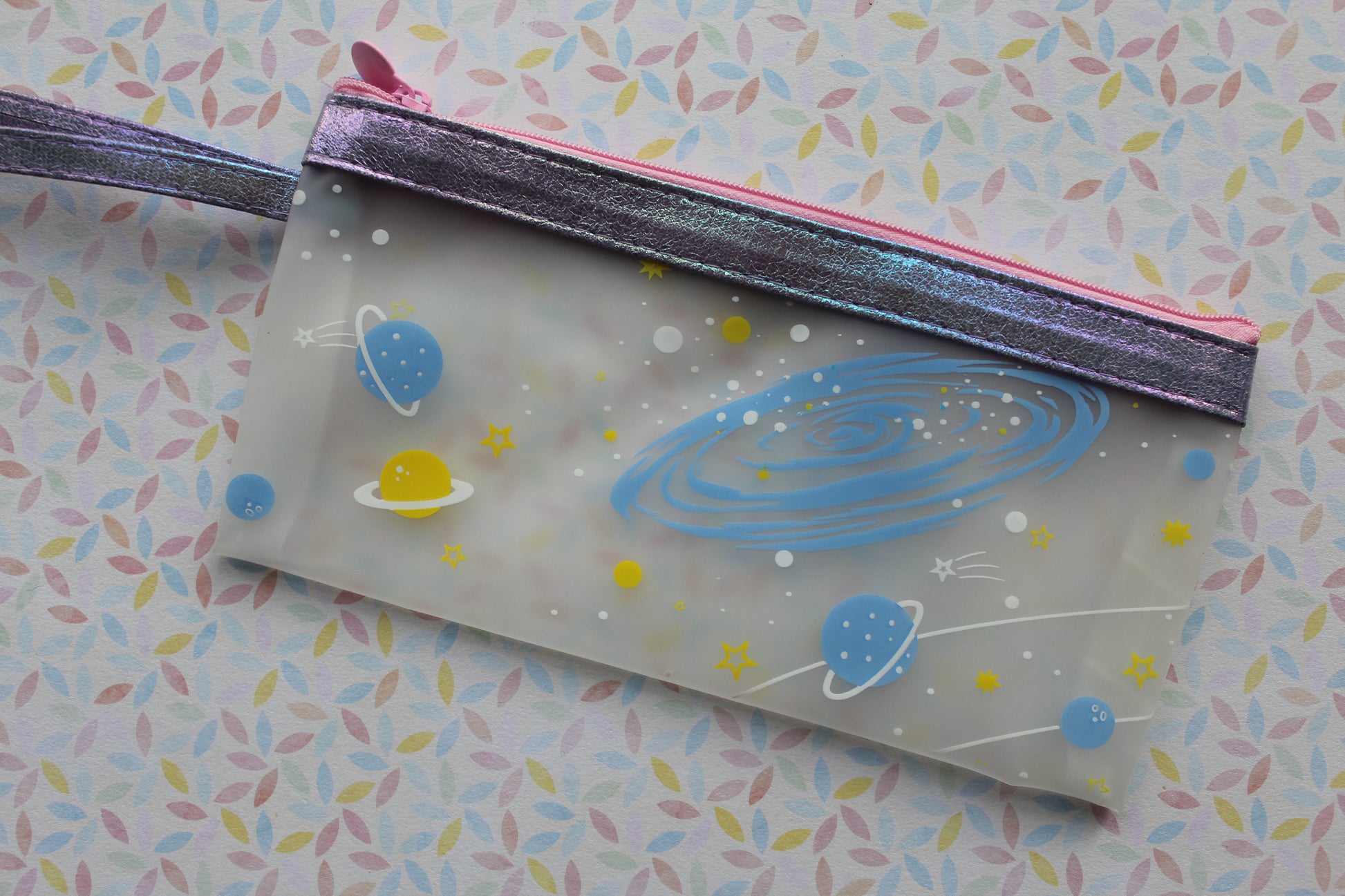 sparkly galaxy pencil case - purple 