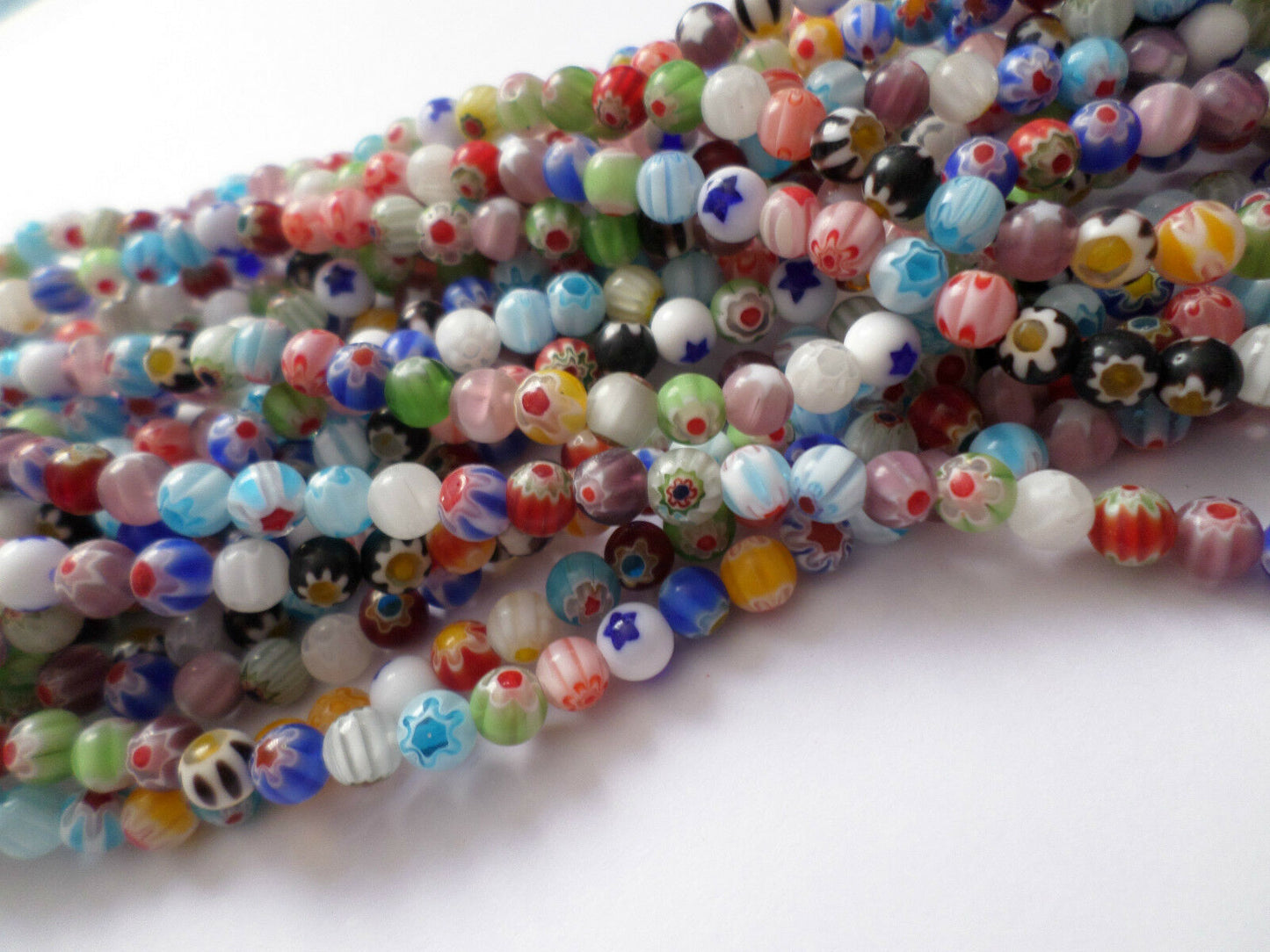 6mm glass millefiori beads - mixed colour