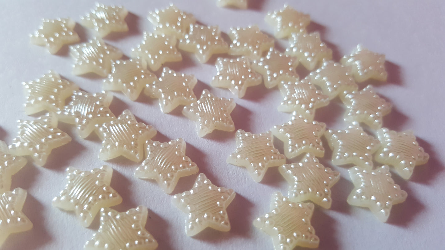 11mm acrylic star cabochons - ivory