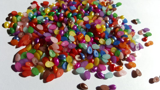 6mm acrylic pearl teardrop cabochons - mixed colour