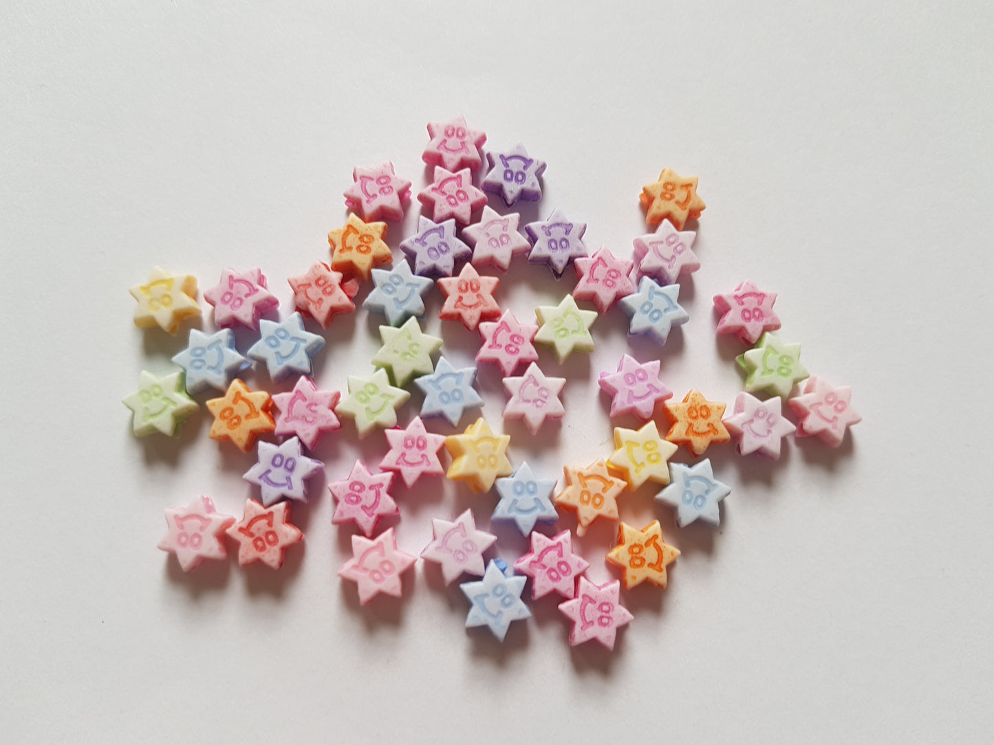 8mm acrylic smiley face star beads - mixed colour