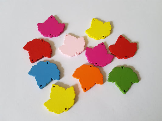 25mm wooden leaf buttons - mixed