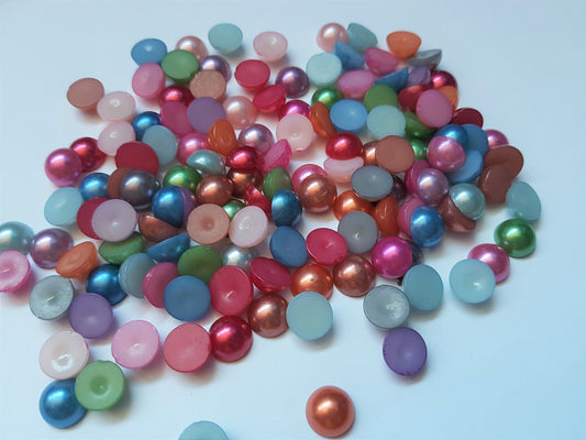 10mm acrylic pearl cabochons - mixed colour