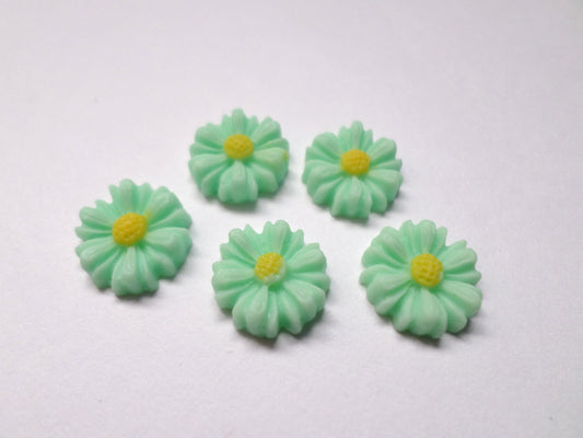 daisy flower flatbacks - aqua