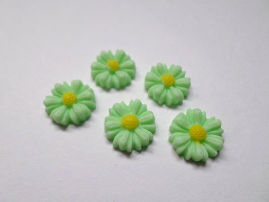 daisy flower flatbacks - mint green