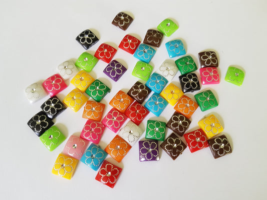 square cabochons - mixed colour