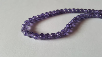 6mm crackle glass beads - amethyst 