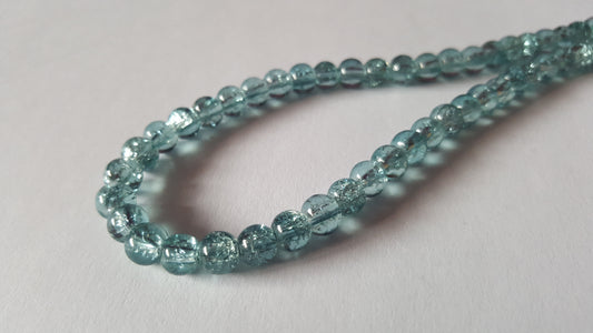 50 Crackle Glass Beads | 6mm Round Beads with 1mm Hole | Jewellery Making & Craft Supplies