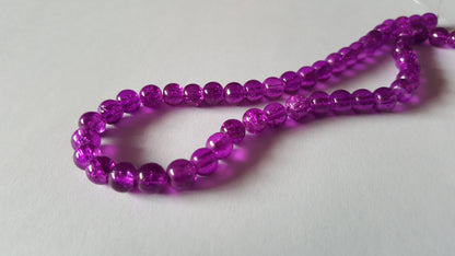 6mm crackle glass beads - purple