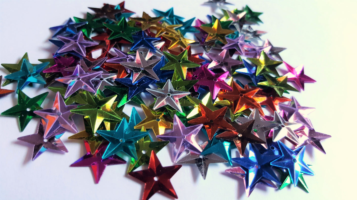15mm metallic star sequins - mixed colour 