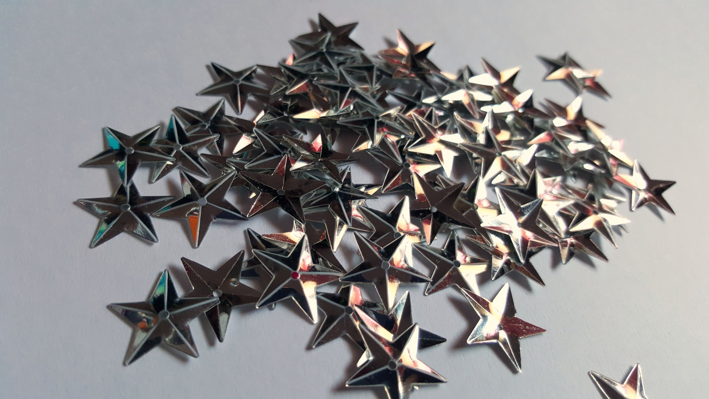 15mm metallic star sequins - silver