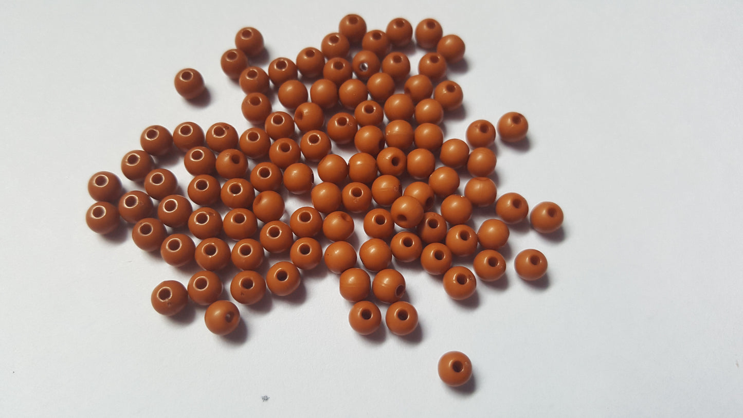 4mm acrylic round beads - brown