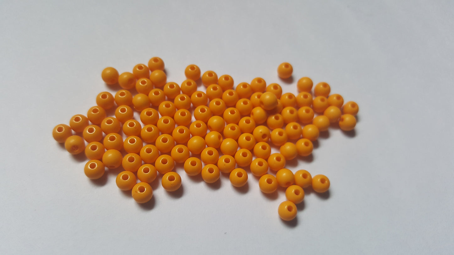 4mm acrylic round beads - yellow-orange