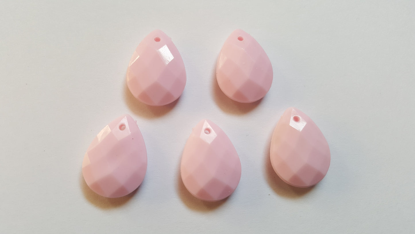 25mm faceted acrylic drop pendants - pink