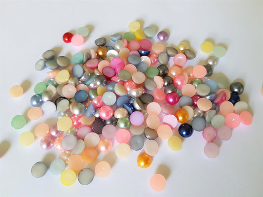 acrylic pearl cabochons - mixed colour