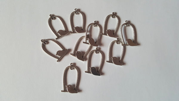 32.5mm silver plated birdcage pendants