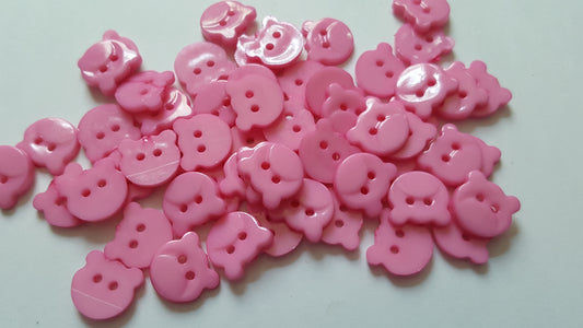 14mm acrylic bear buttons - pink