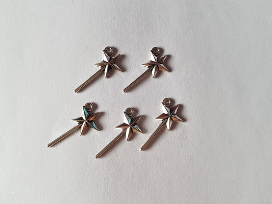 26mm silver fairy wand pendants