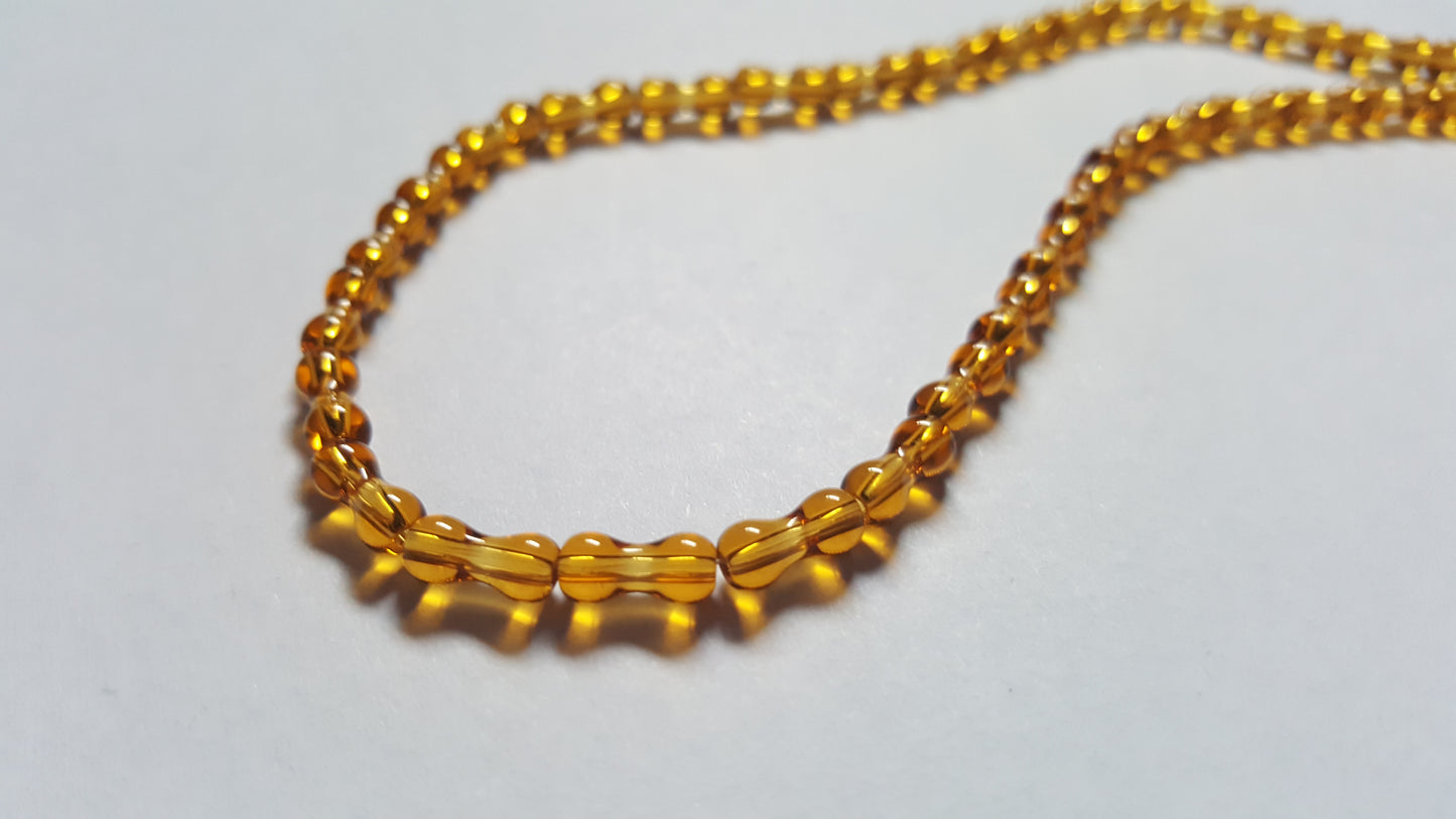 8mm glass bone beads - amber