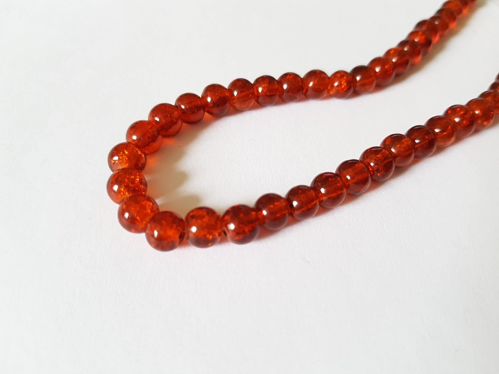 6mm crackle glass beads - amber 