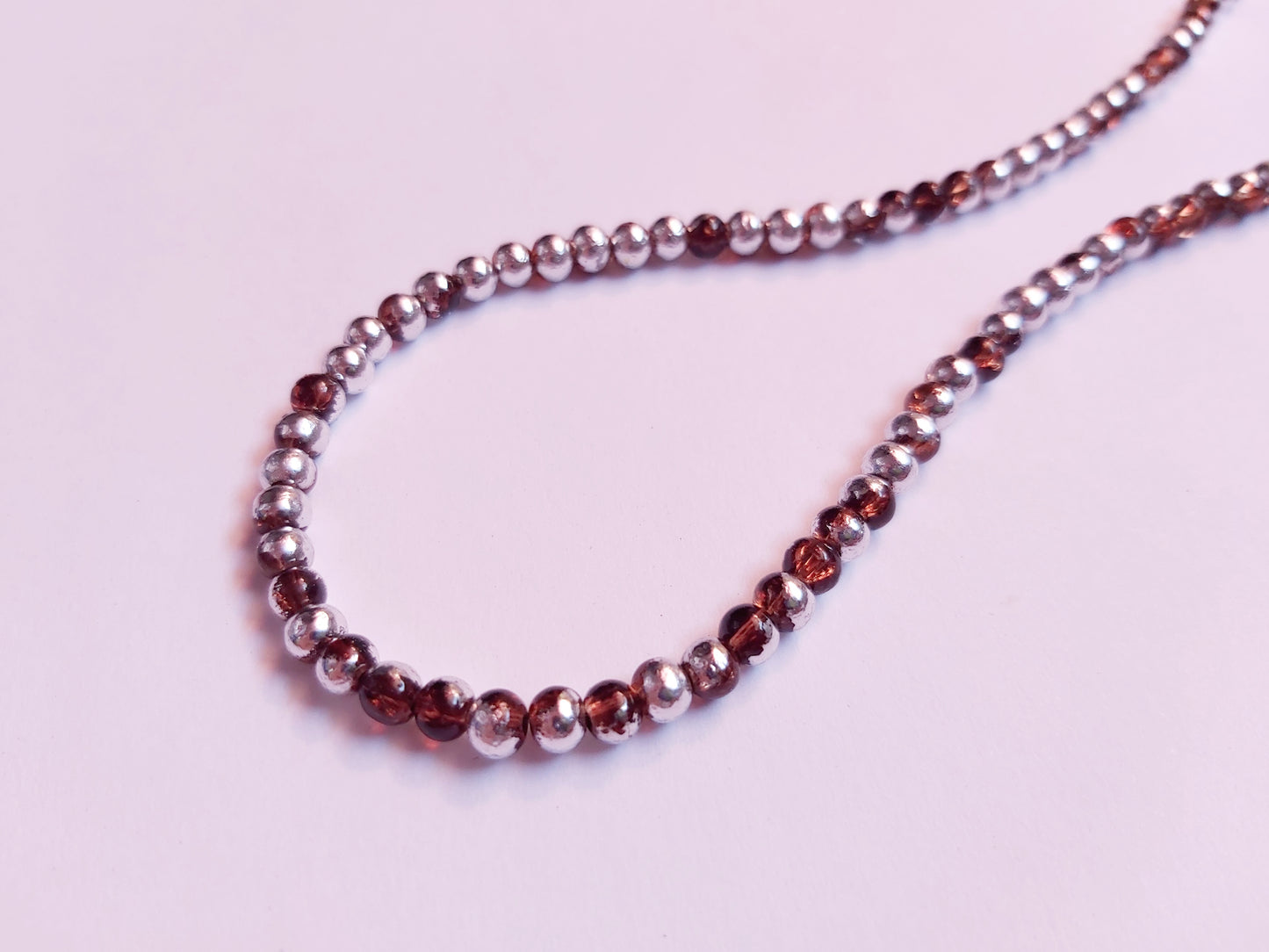 4mm half-plated crackle glass beads - amber (silver plating) 