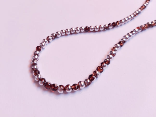 4mm half-plated crackle glass beads - amber (silver plating) 