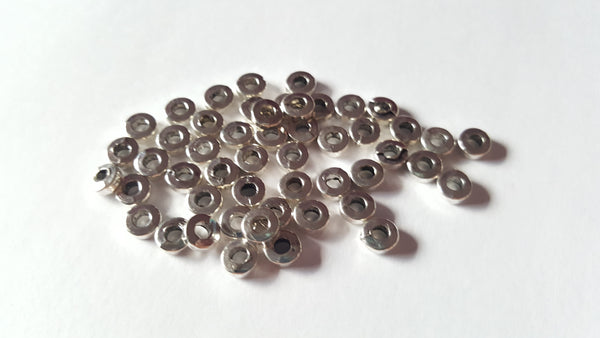 50 x alloy spacer beads - rondelle - 6mm - antique silver plated 