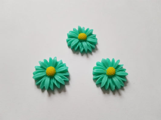 daisy flower flatbacks - aqua