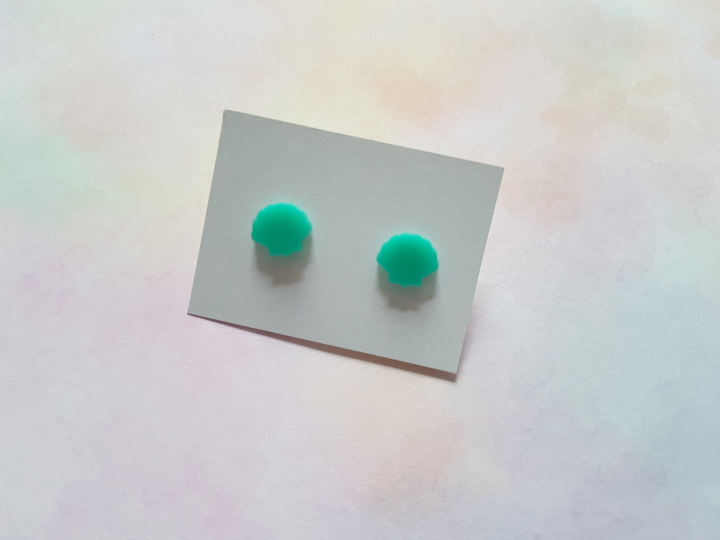 seashell stud earrings - aqua