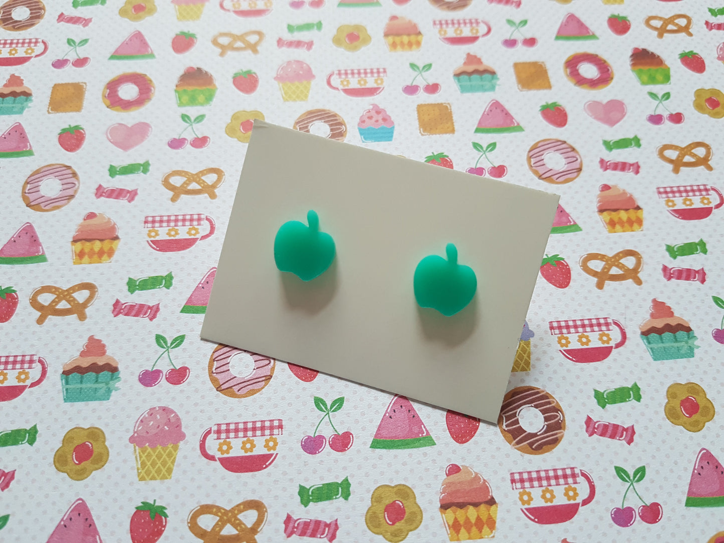 apple stud earrings - aqua