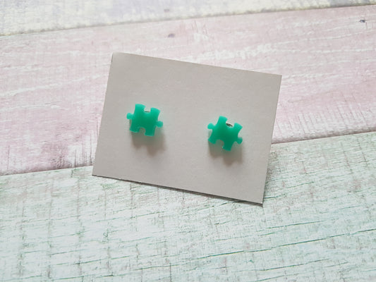 jigsaw stud earrings - aqua